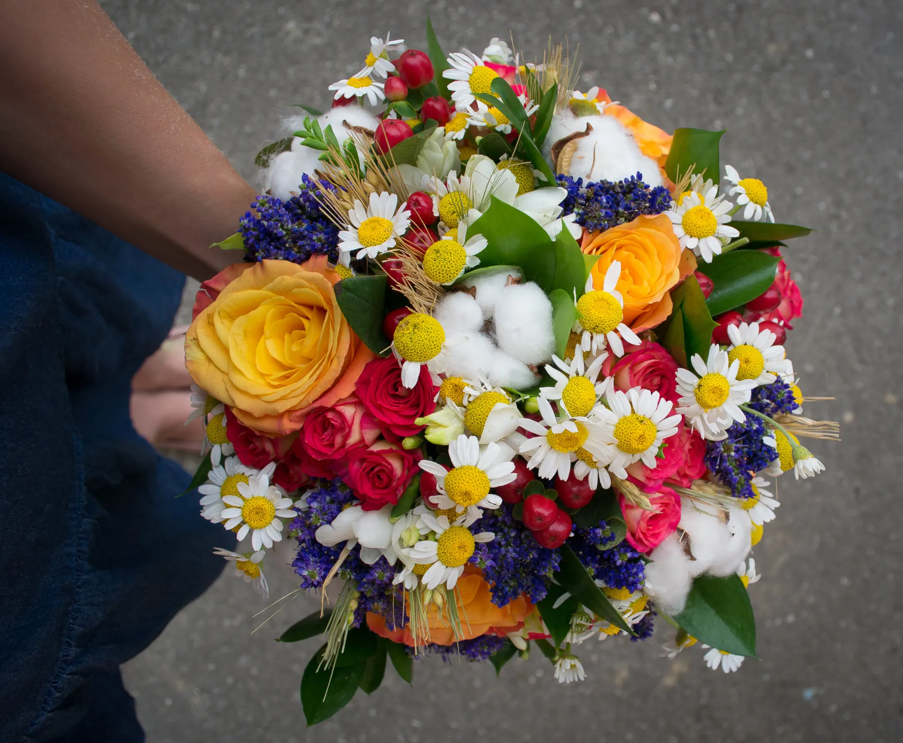 Bridal bouquet with summer flowers